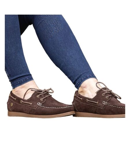 Womens/ladies Savona Calf Suede Deck Shoes Chocolate Hy