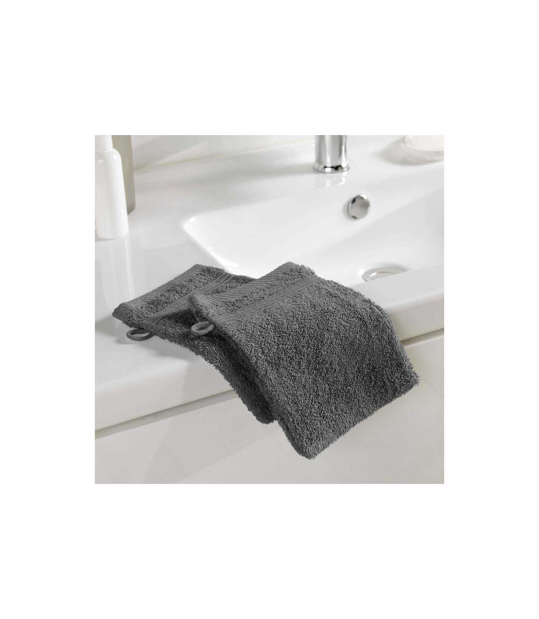 Lot de 2 Gants de Toilette Tendresse 15x21cm Anthracite-2