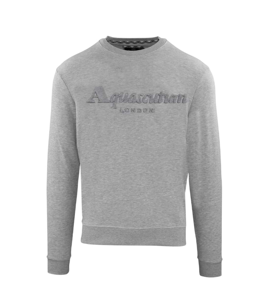 Mens Rubberised Logo Crew Neck Long-sleeved Sweatshirt Grey Aquascutum-1