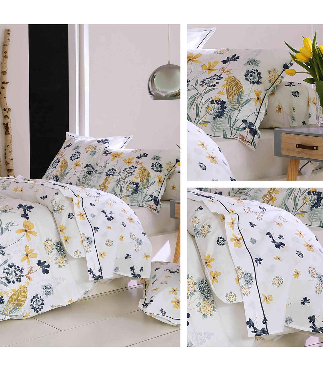 Drap plat Pretty imprimé floral fond blanc 280x310 - Tradilinge