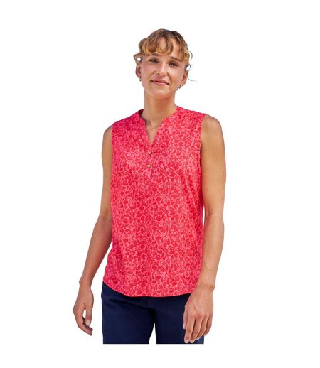 Womens/ladies petra floral pattern sleeveless shirt red Mountain Warehouse