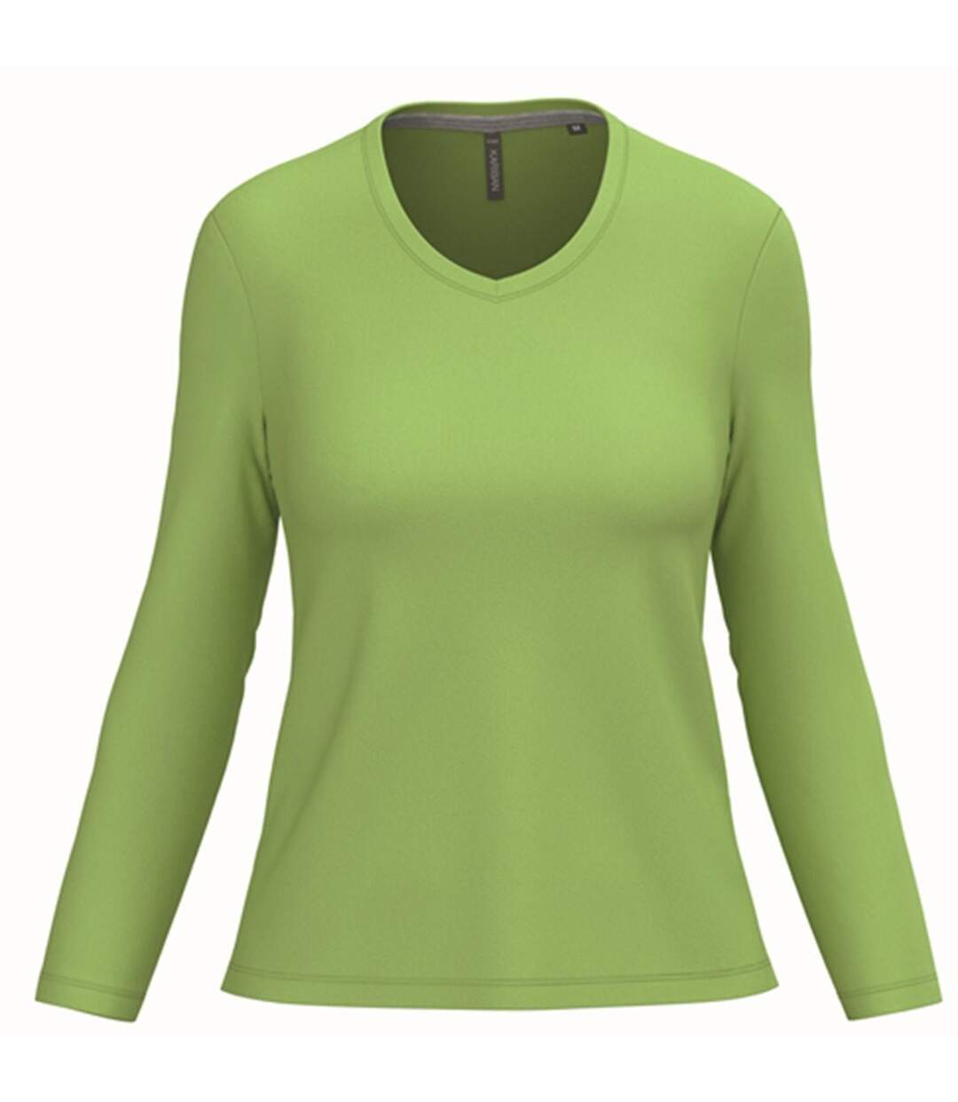 T-shirt manches longues col V - Femme - K382 - vert lime-1