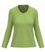 T-shirt manches longues col V - Femme - K382 - vert lime-1