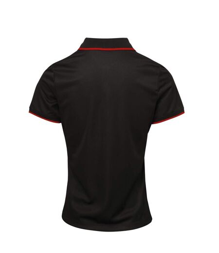 Premier Womens/Ladies Contrast Coolchecker Polo Shirt (Black/Red) - UTRW5519
