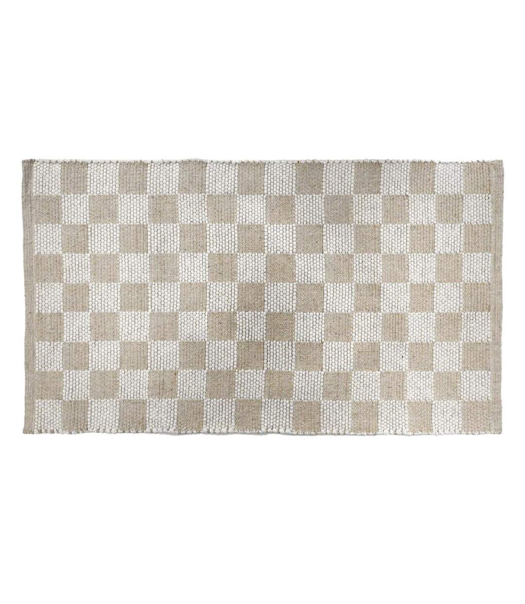 Tapis Damier en Coton Jenna 50x80cm Naturel-1