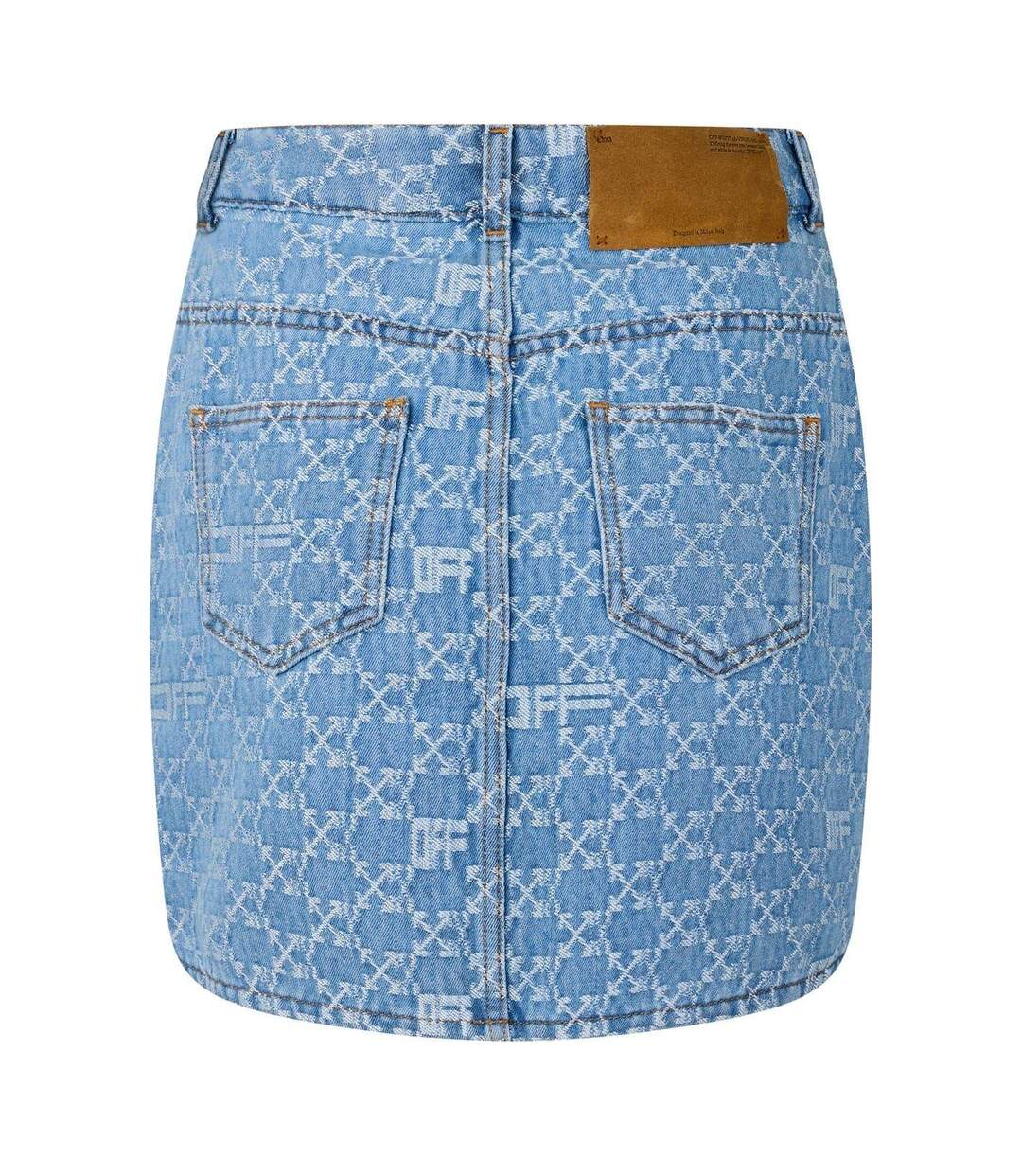 Mini Jupe Motif/style Monogramme Femme Bleu Clair Off White-2