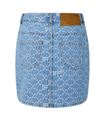 Mini Jupe Motif/style Monogramme Femme Bleu Clair Off White