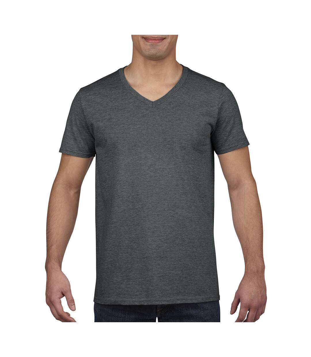 T-shirt à manches courtes et col en v homme gris sombre Gildan