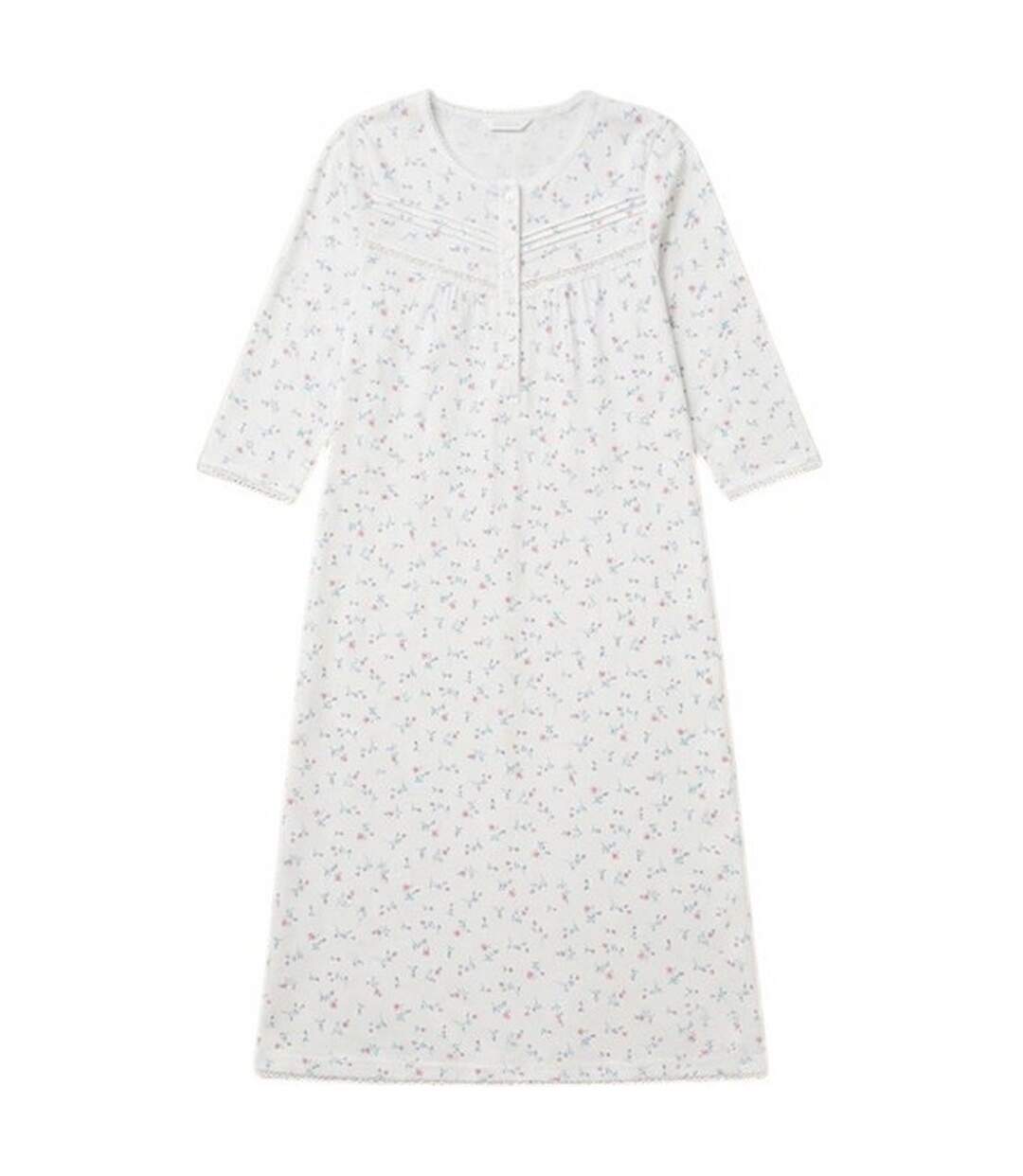 Chemise De Nuit Manches Longues Femme Blanc Cassé Camille-2