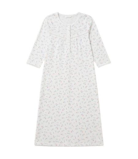 Chemise De Nuit Manches Longues Femme Blanc Cassé Camille