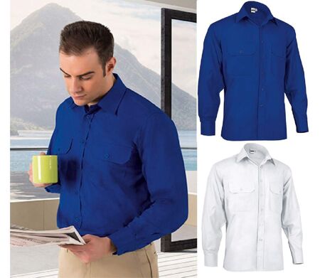 Lot 2 Chemises manches longues - Homme - ACADEMY ML - bleu azur et blanc
