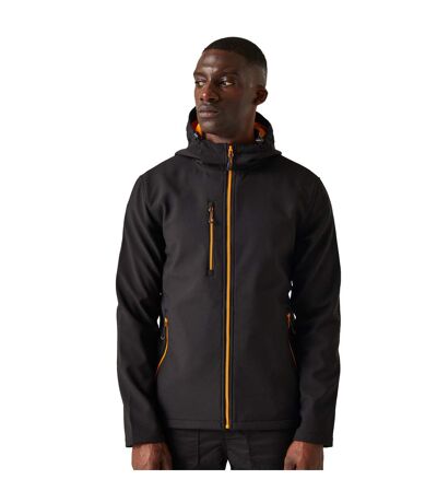 Mens 2 Layer Soft Shell Jacket Black Orange Pop Regatta Professional