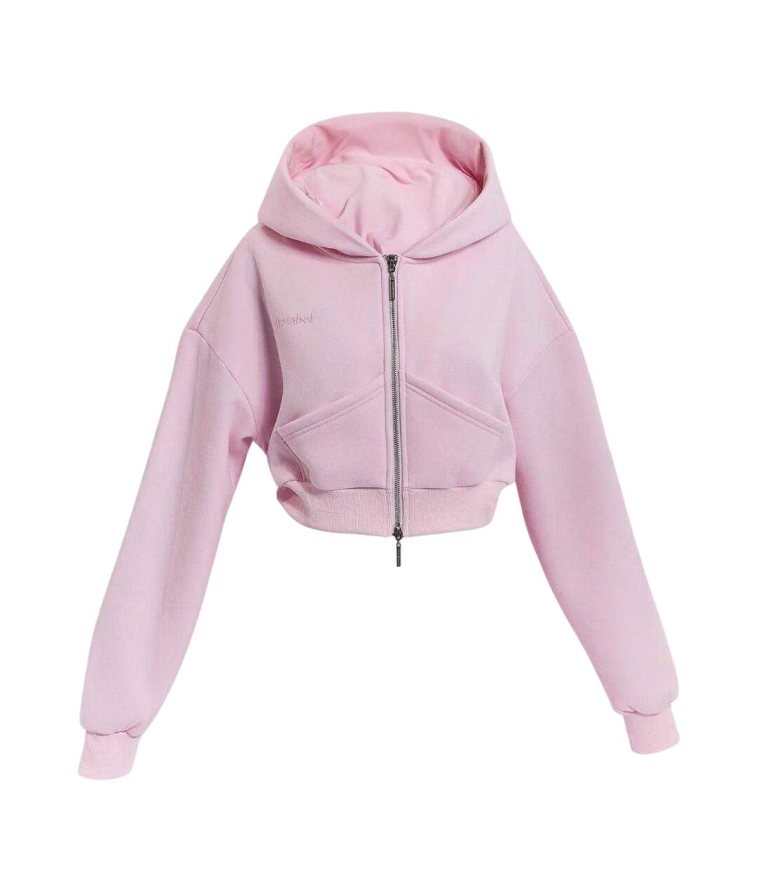 Womens/ladies Classics Cropped Full Zip Hoodie Pink Mars The Label-2