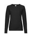 Womens/ladies lightweight lady fit raglan sweatshirt black Fruit of the Loom