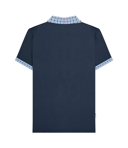 Mens ss25 gingham big & tall polo shirt navy Lambretta