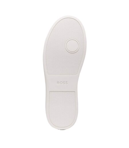 Womens/ladies Kieran Leather Flatform Trainers White Boss