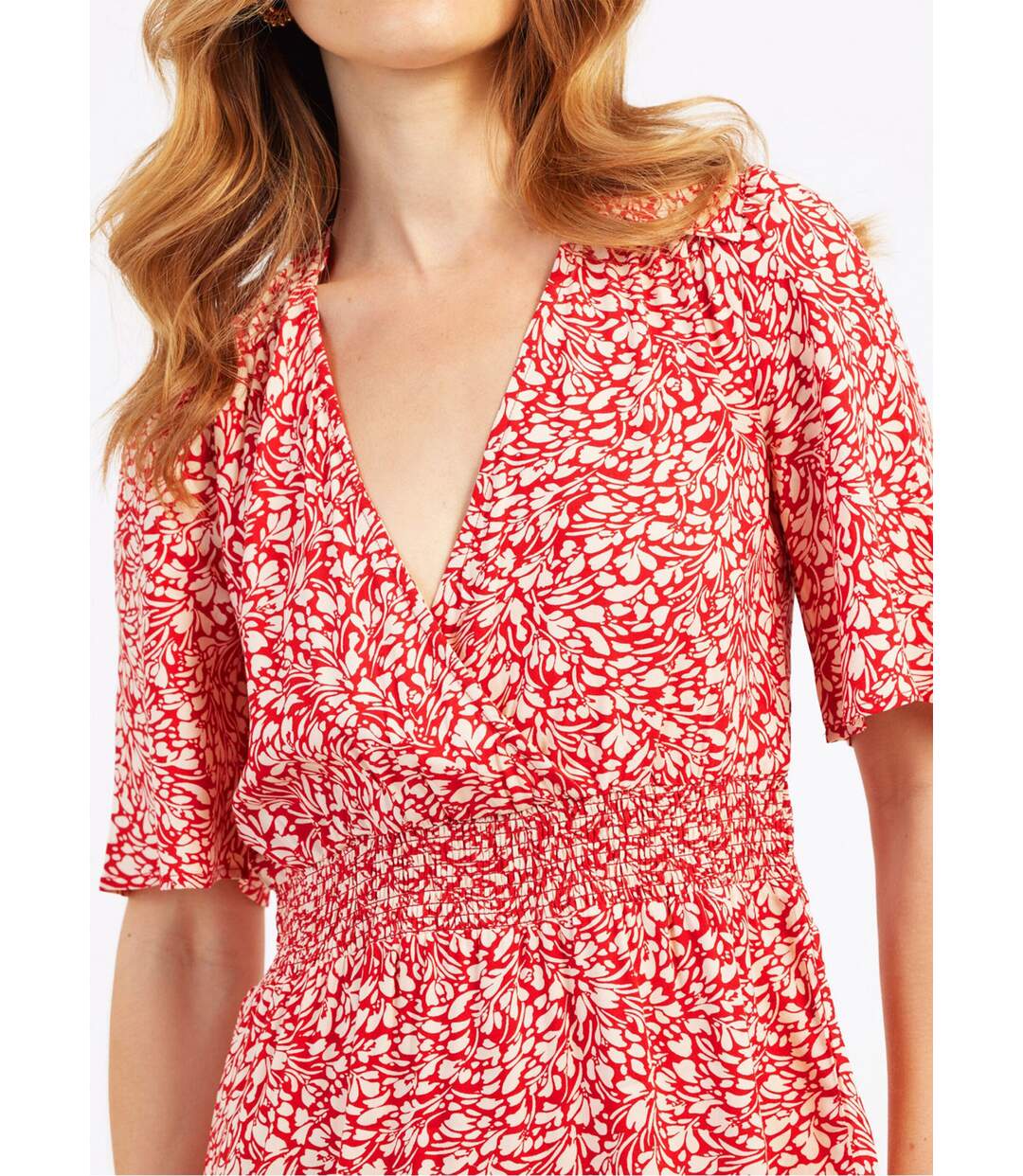 Robe courte imprimée taille élastiquée-4