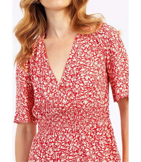 Robe courte imprimée taille élastiquée