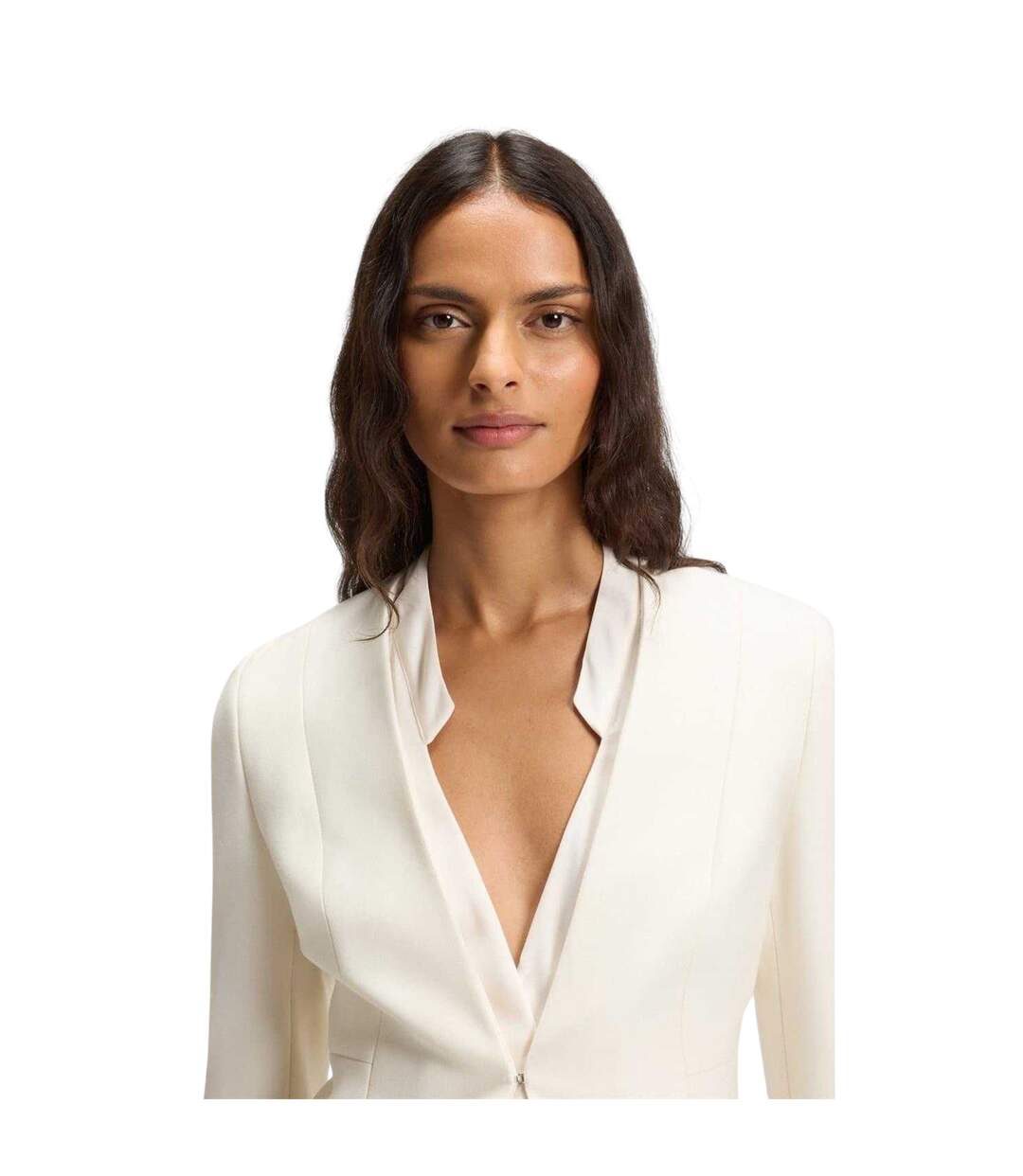 Womens/ladies Plain Slim Blazer White Faded White Boss-4