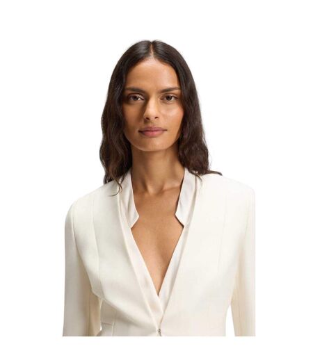 Womens/ladies Plain Slim Blazer White Faded White Boss