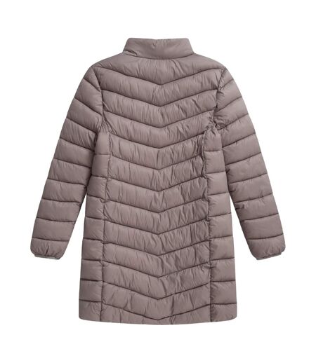 Womens/ladies Frankie Longline Padded Jacket Taupe Animal