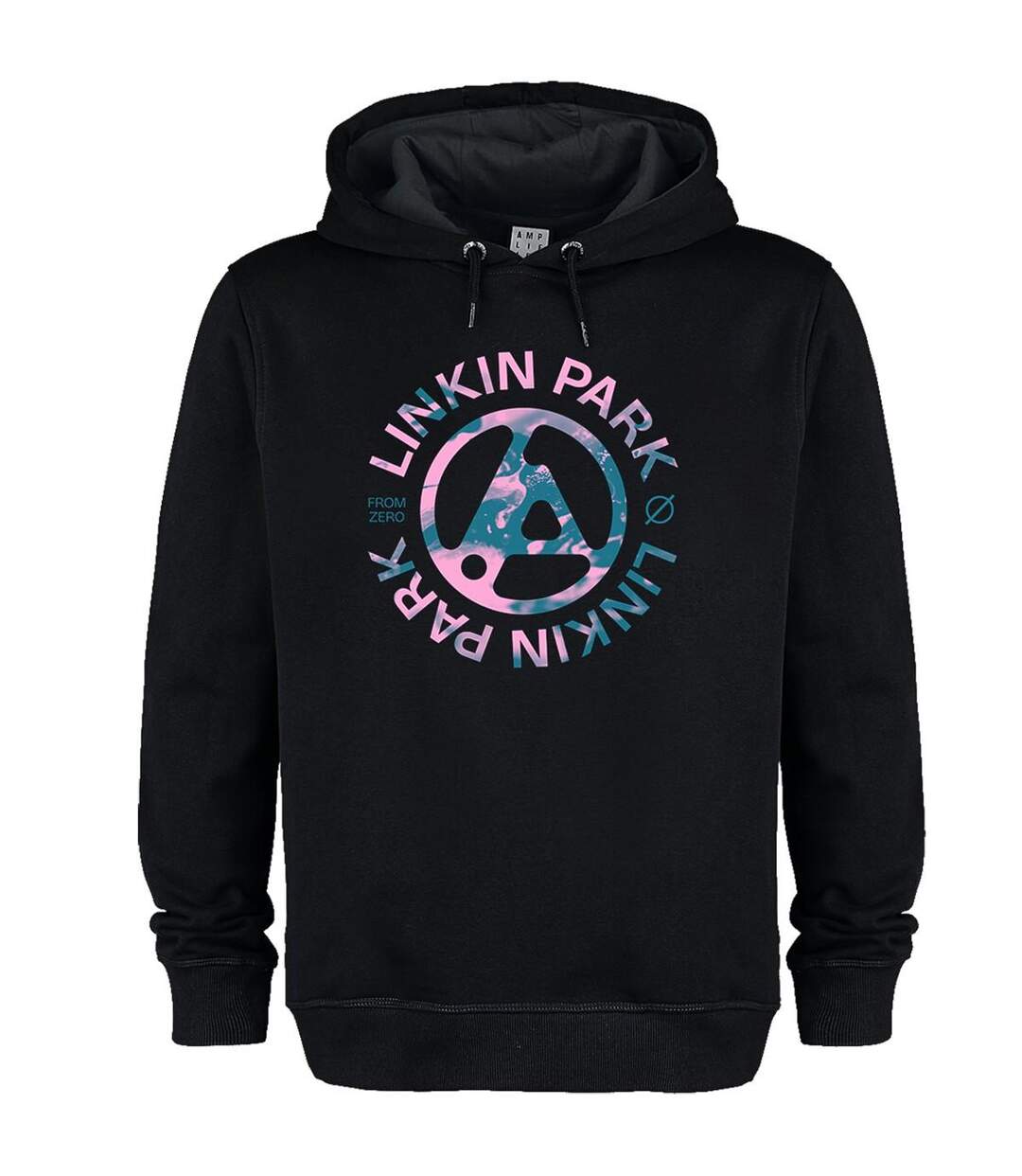 Unisex Adult From Zero Camo Spill Linkin Park Hoodie Black Amplified-1