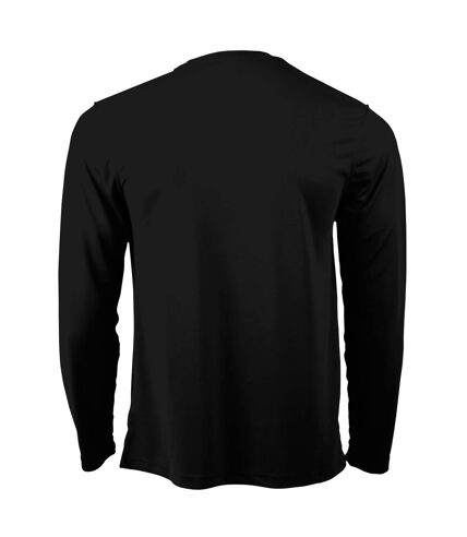 Just Cool Mens Long Sleeve Cool Sports Performance Plain T-Shirt (Jet Black)