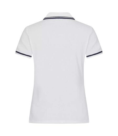 Womens/ladies Astoria Polo Shirt White Clique