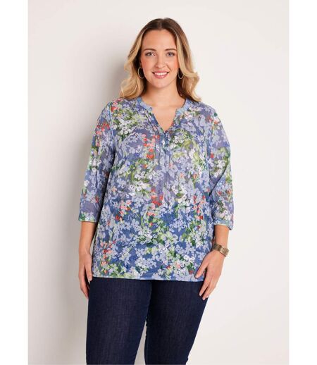Tunique ample manches 3/4 fleurie