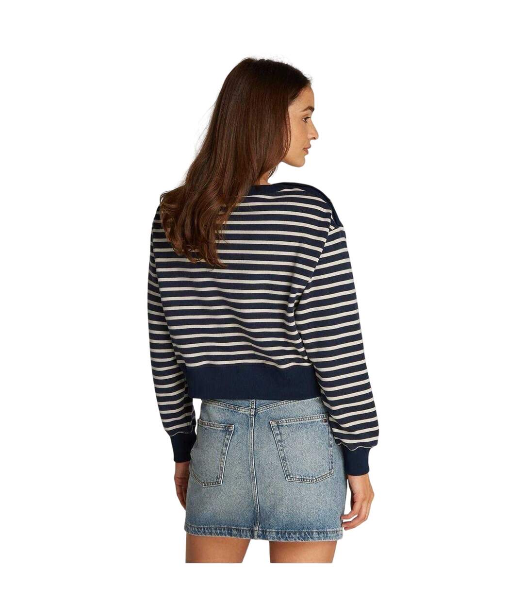 Womens/ladies Striped Boat Neck Regular Sweatshirt Black White Tommy Hilfiger-3
