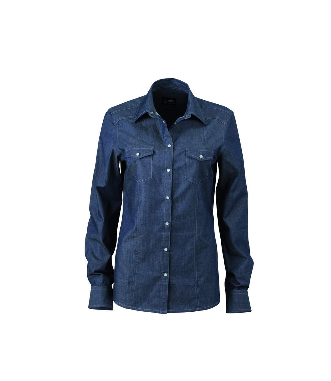 chemise manches longues jean Denim FEMME JN628 - bleu foncé-1