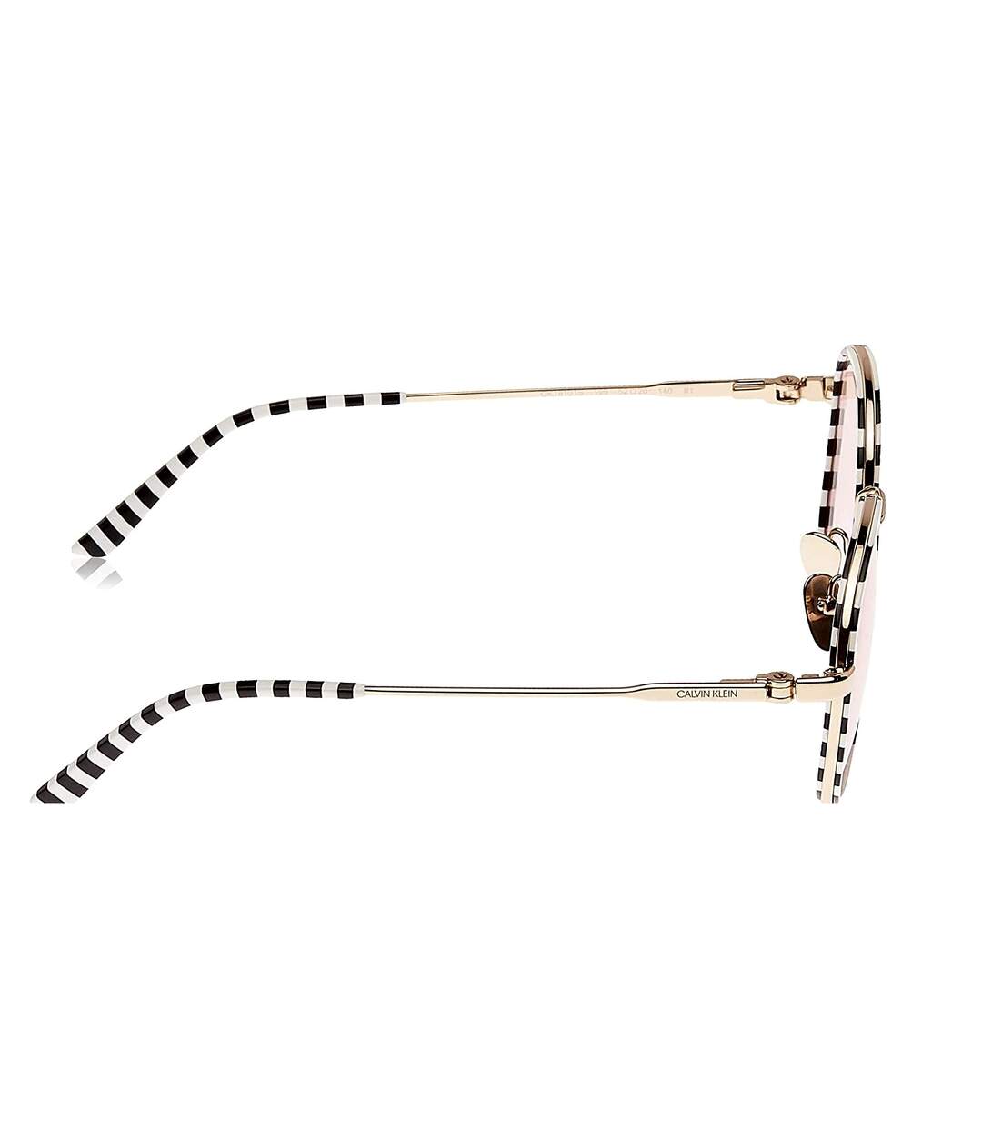 Calvin Klein Womens/Ladies Striped Sunglasses (Black/White/Gold) (One Size)