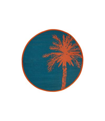 Tapis Déco Palmier Yucatan 120cm Bleu Canard
