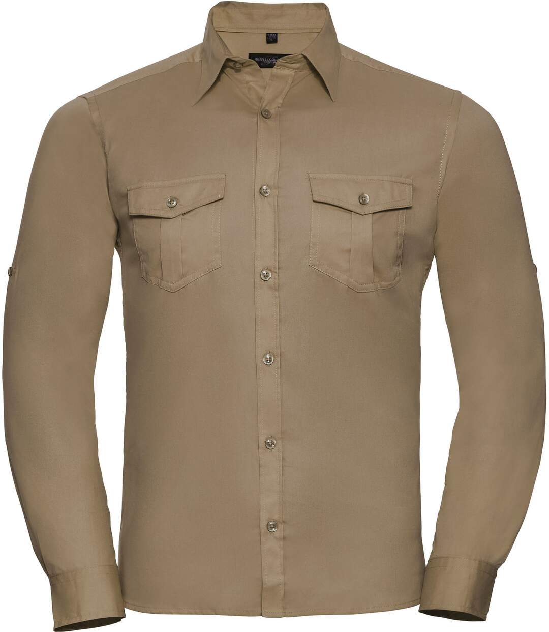 Chemise manches longues retroussables - R-918M-0 - beige khaki - homme-2