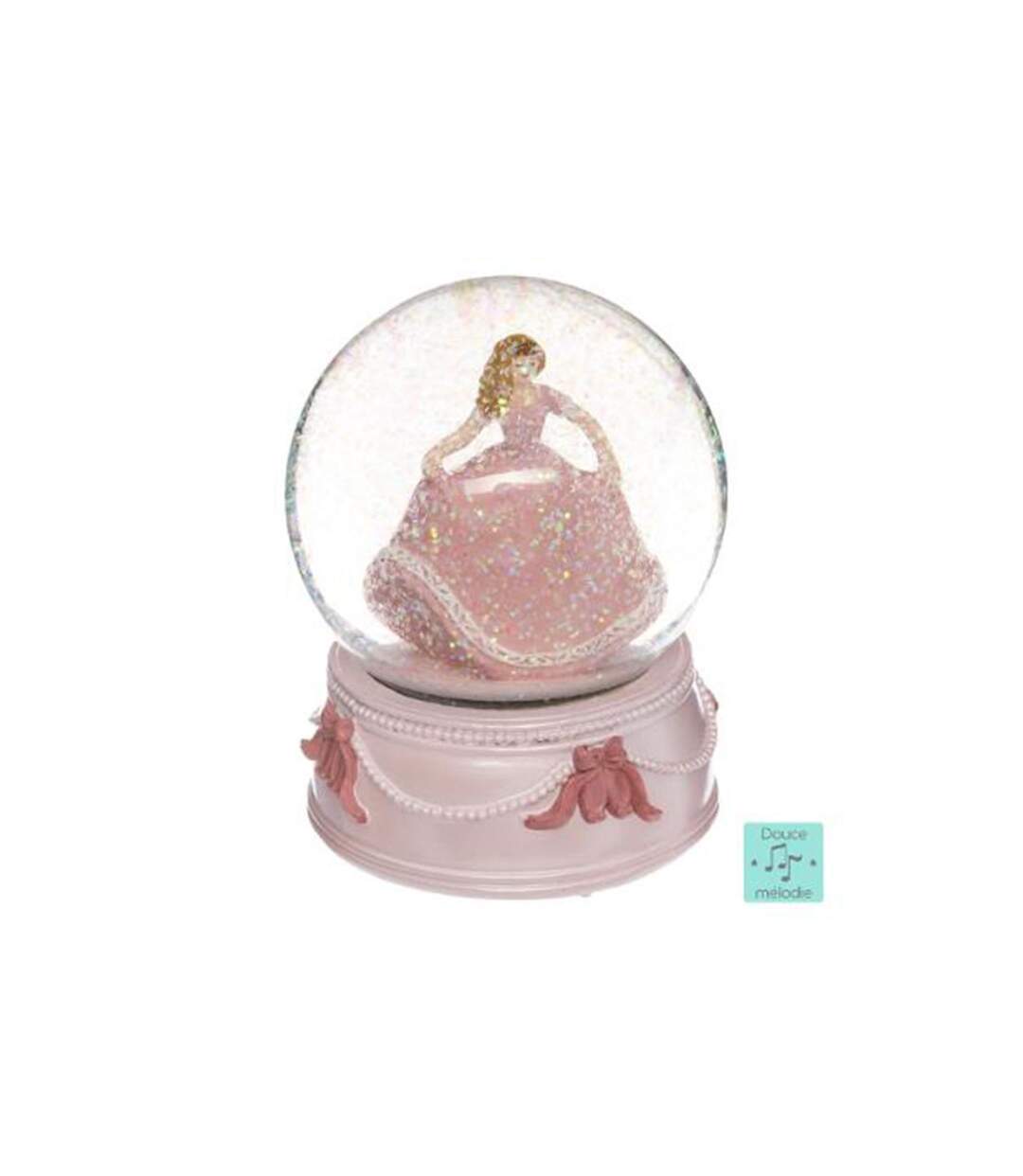 Boule à Neige Musicale Princesse 14cm Rose-1