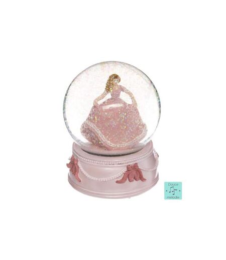 Boule à Neige Musicale Princesse 14cm Rose