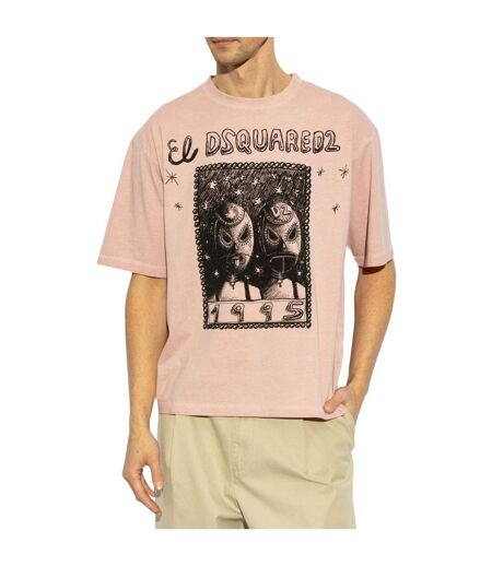 T-shirt Motif/style Imprimé Graphique Homme Lilas Pâle Noir DSquared2