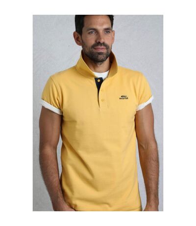 Mens Miles Pique Organic Polo Shirt Lemon Weird Fish