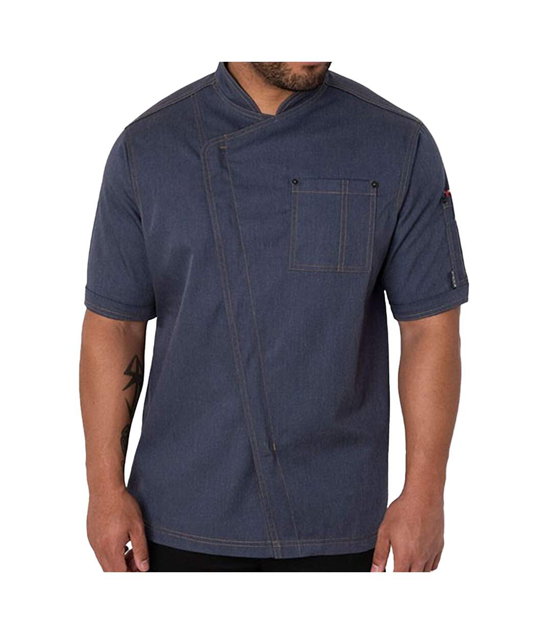 Unisex Adult Asymmetric Chef Jacket Indigo Le Chef-1