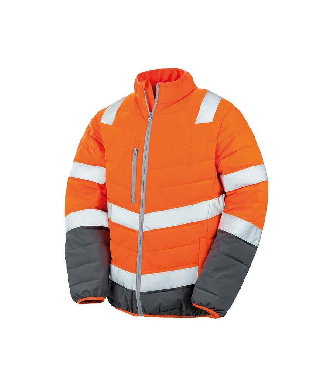 Mens hi-vis safety padded jacket fluorescent orange SAFE-GUARD by Result