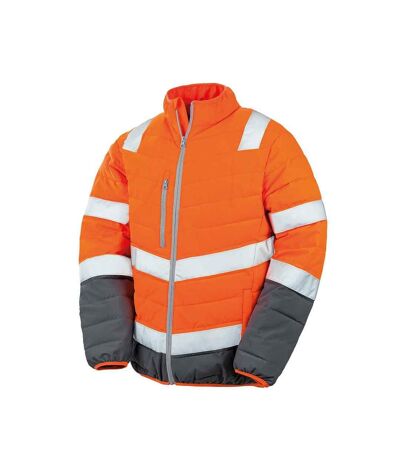 Mens hi-vis safety padded jacket fluorescent orange SAFE-GUARD by Result