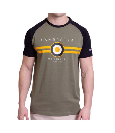 T-shirt Raglan Ss24 Homme Noir Jaune Or Vert Kaki Lambretta