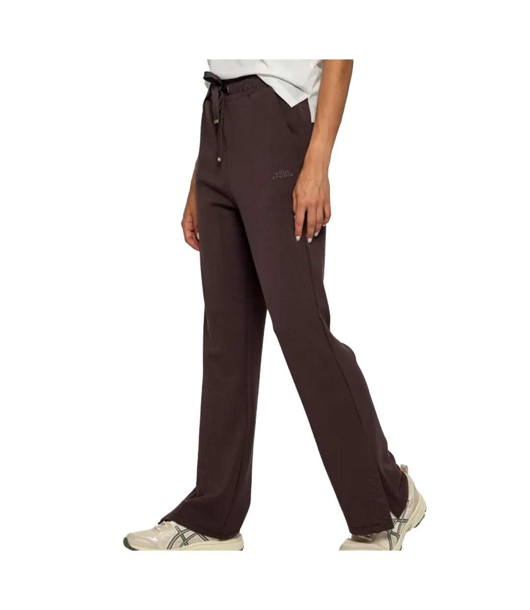 Jogging marron foncé femme soul studio slim-2