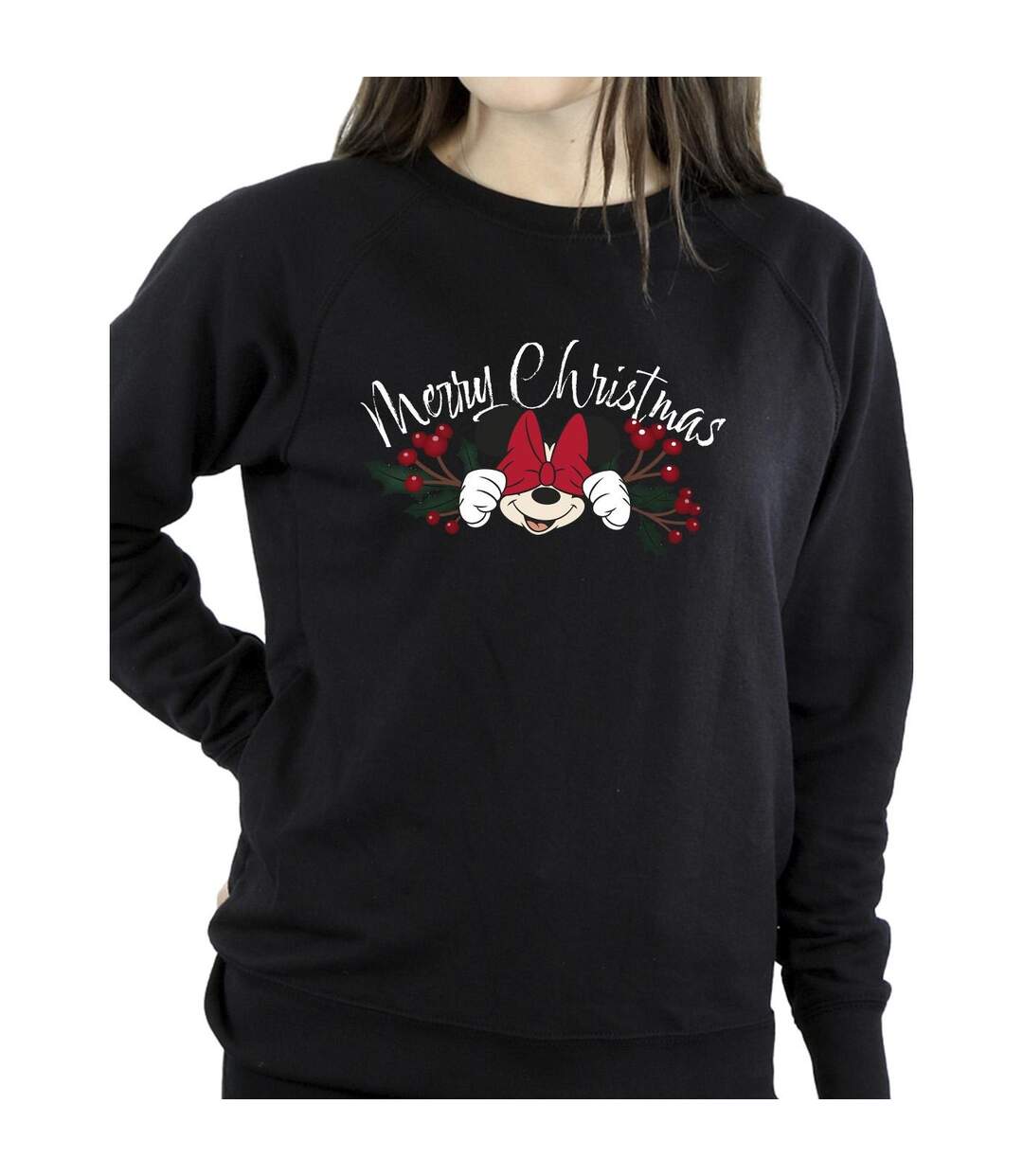 Disney Femmes/Les femmes Minnie Mouse Christmas Holly Sweatshirt (Noir) - UTBI29341-3