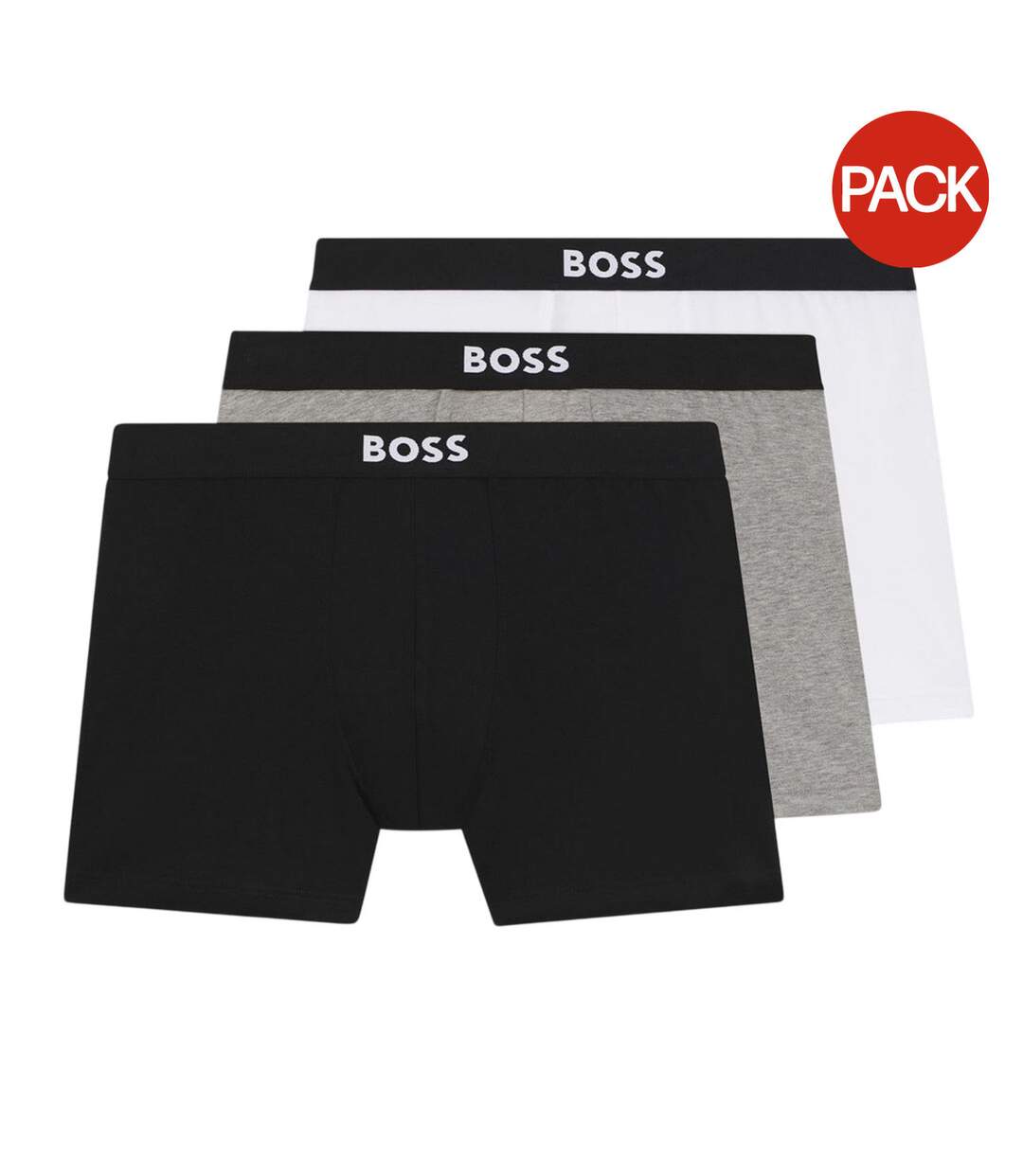 Lot De 3  Boxers Homme Noir Blanc Gris Boss-2
