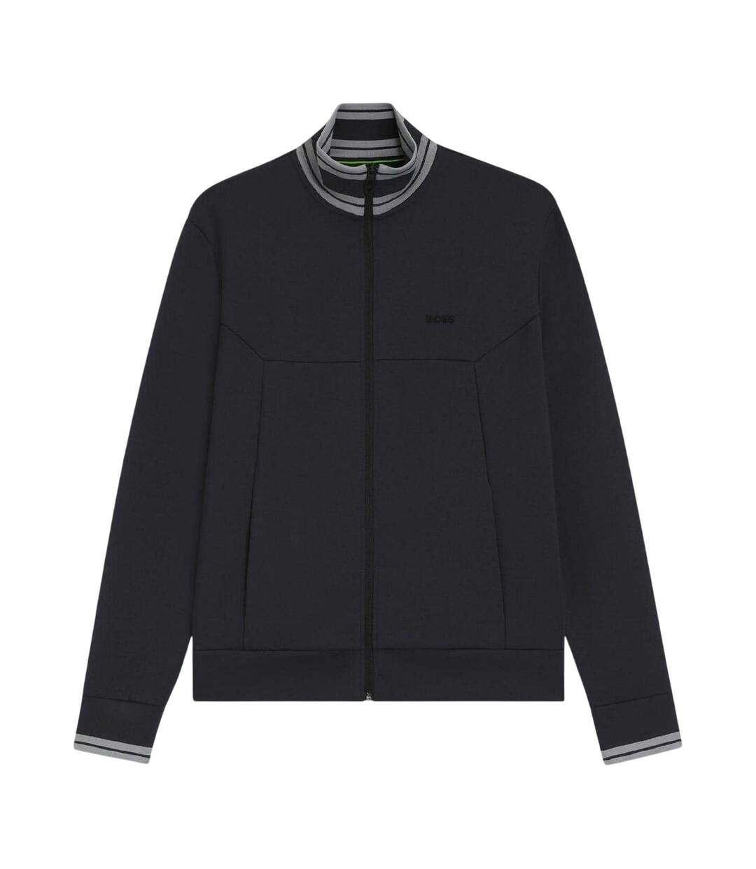 Mens Embroidered Logo Regular Long-sleeved Track Jacket Dark Blue Boss-2