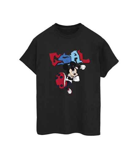 Disney T-shirt boyfriend en coton Mickey Mouse Goal Striker Pose Womens/Ladies (Noir) - UTBI38579