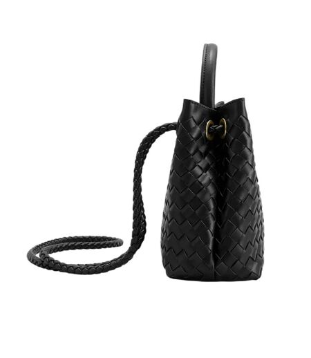 Woven Leather Tote Bag One Size Black Where´s That From