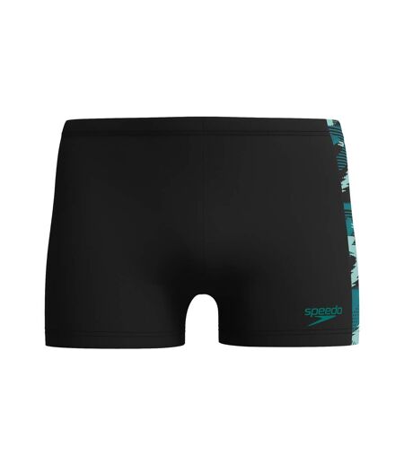 Mens Hyperboom Panel Swim Briefs Black Green Speedo