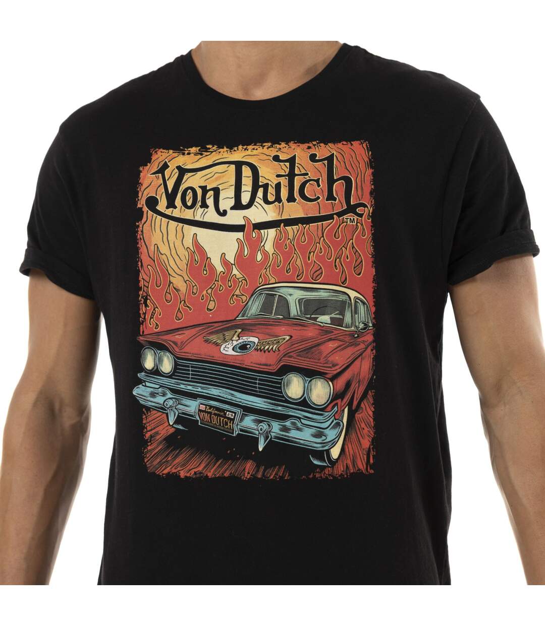 T-shirt homme regular en coton 170gr print devant Flame Vondutch-2